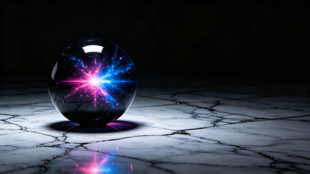 Glowing Orb On Dark Stone Floor