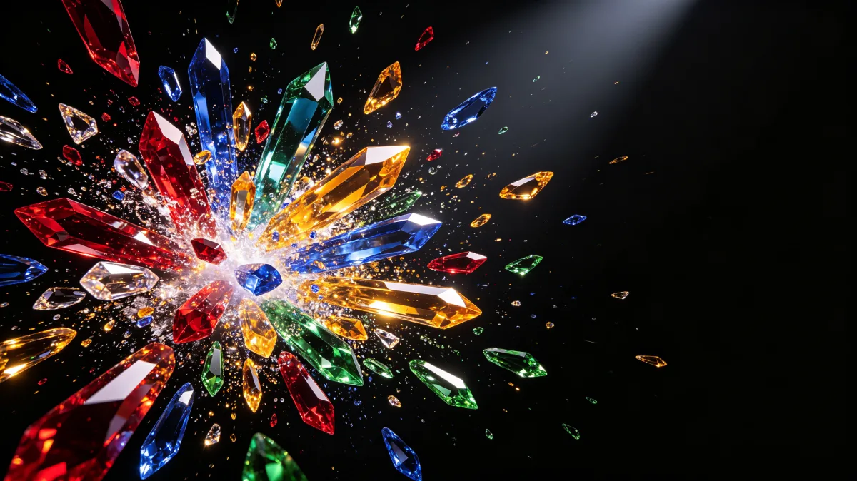 Exploding Colorful Glass Shards