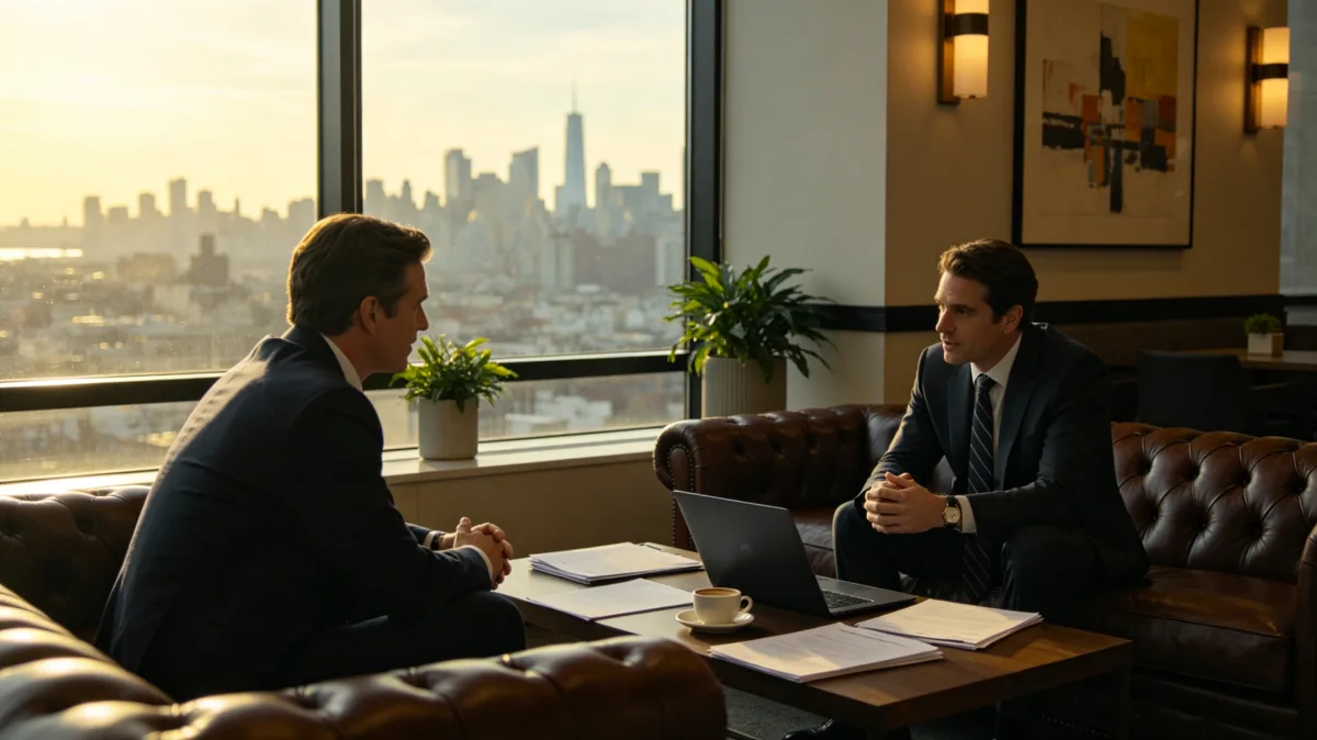 Private executive negotiation in business lounge