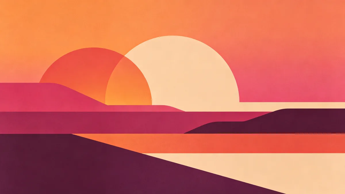 Geometric Sunset Landscape
