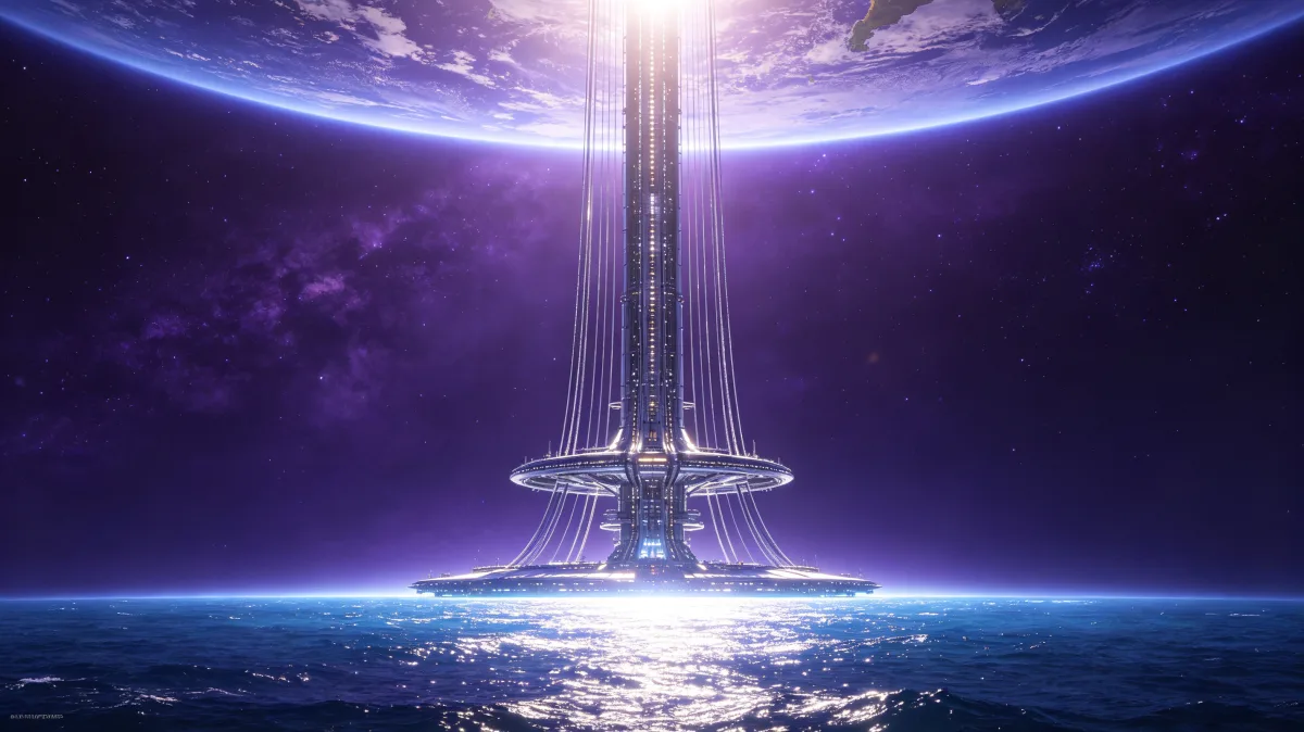 Orbital Space Elevator Over Ocean