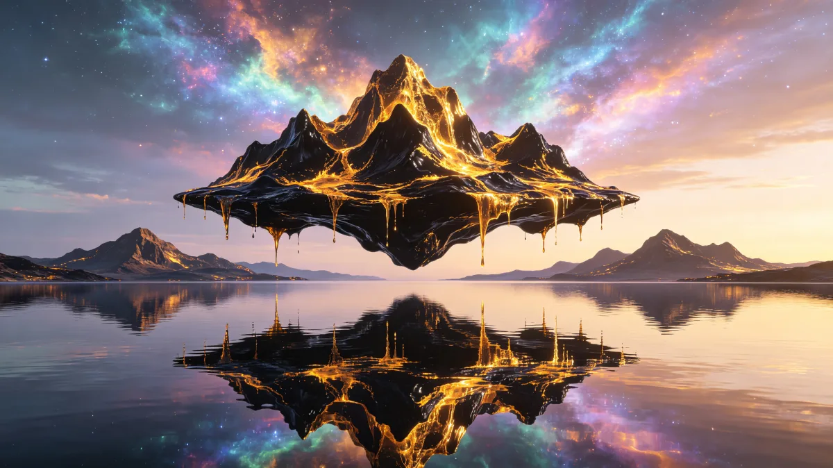 Floating Mountain Island Reflection
