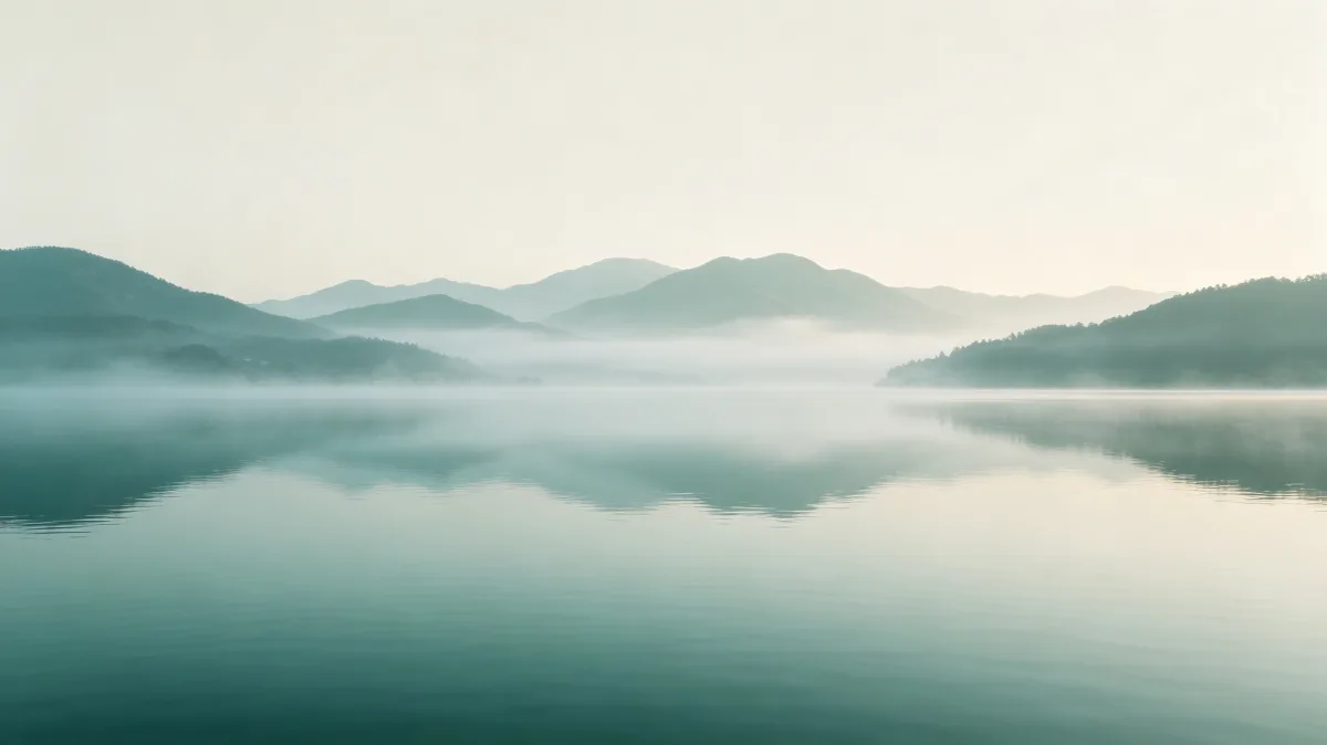 Minimal Misty Lake Landscape