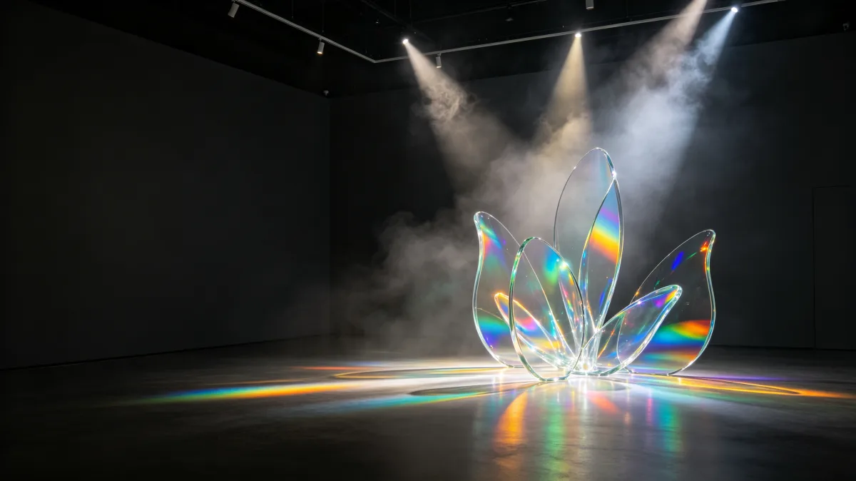 Crystal Prism On Dark Stage