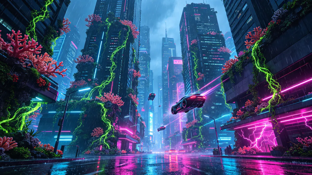 Cyberpunk Underwater City Street
