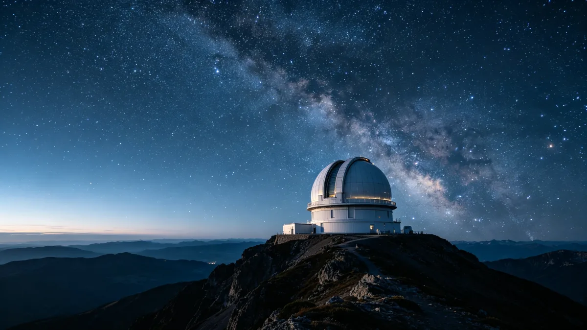 Mountain Observatory Under Milky Way