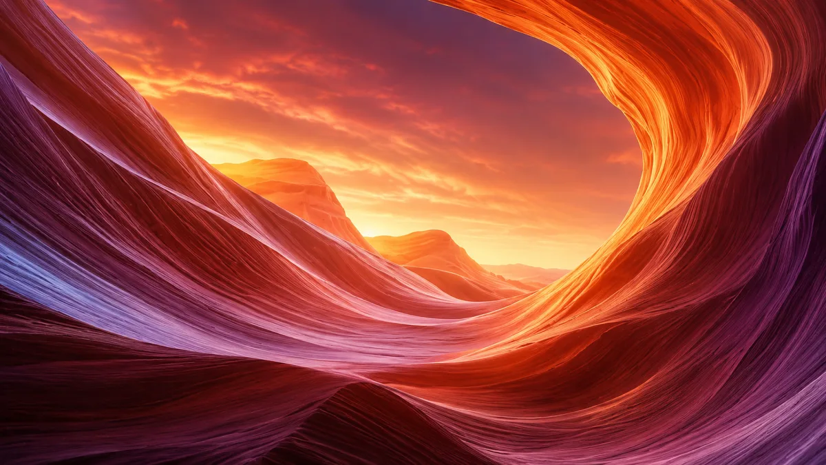 curving sandstone wave canyon glowing at sunset