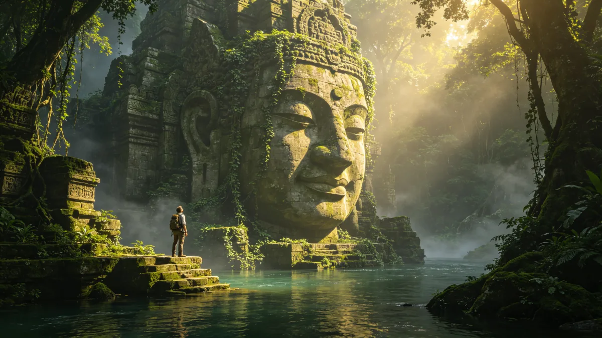 Ancient Jungle Stone Face