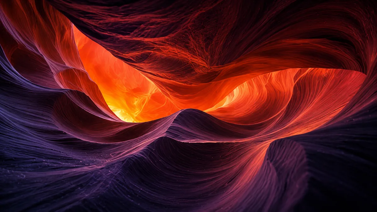 red orange and violet abstract canyon-like flowing waves