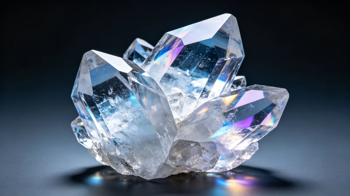 Clear Crystal Cluster On Dark