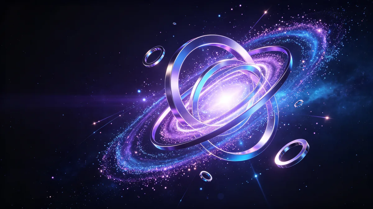 Purple Planet Rings In Galaxy