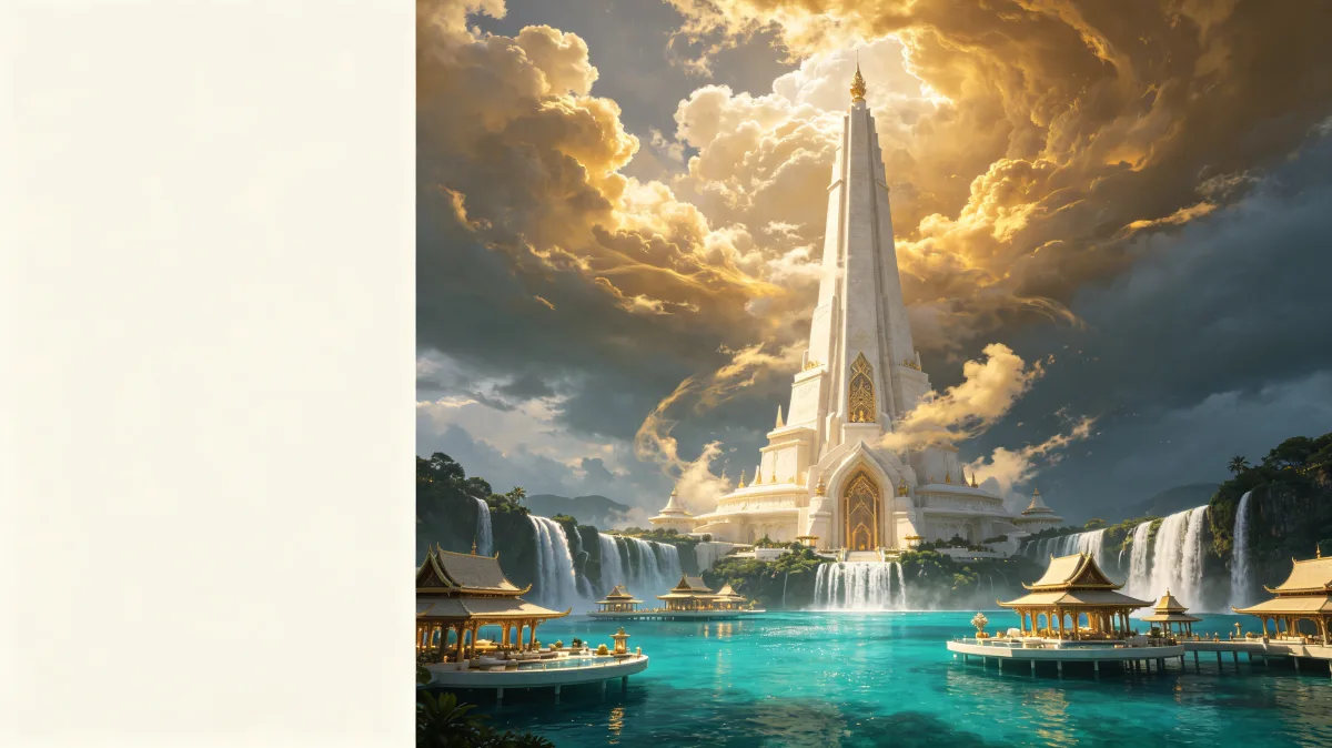 Luminous Fountain City In Dramatic Light