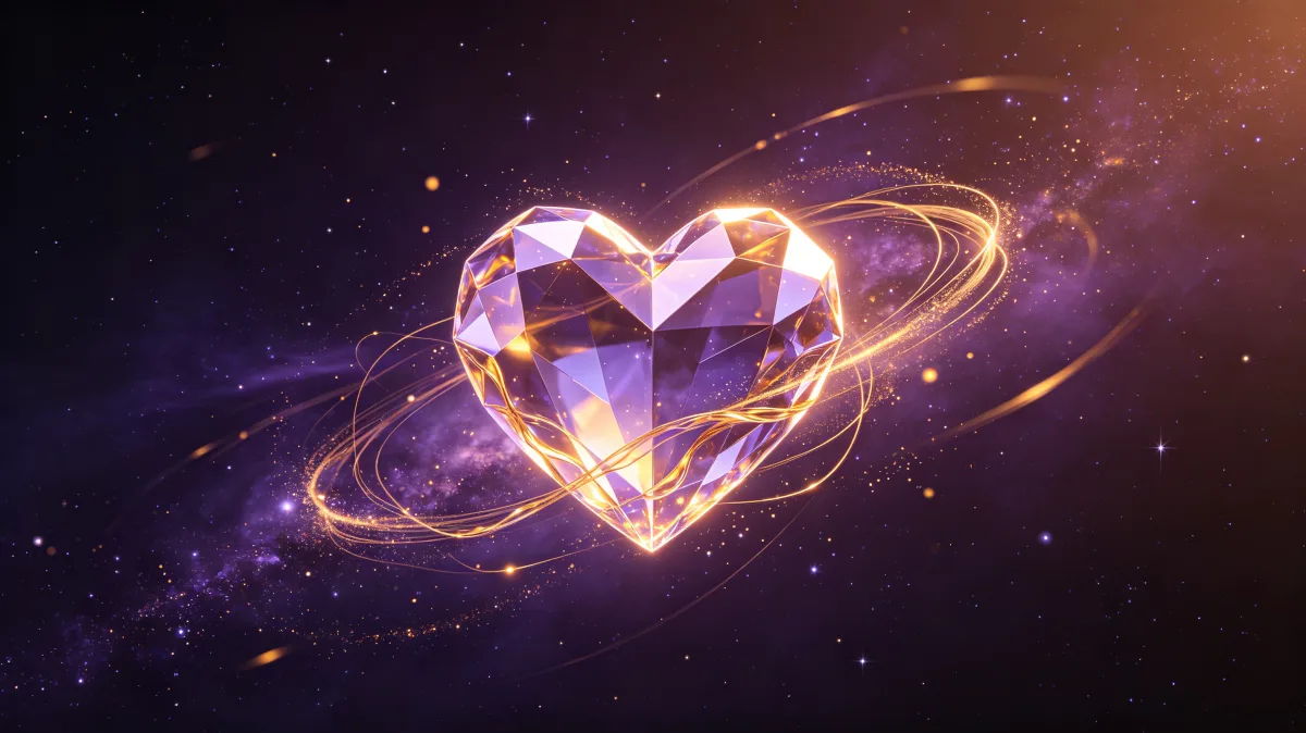 Heart Crystal Orbiting In Space