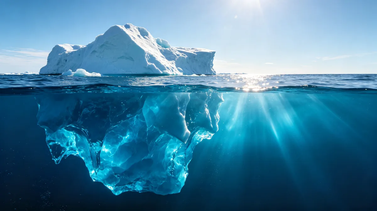 Floating Iceberg Above Clear Blue Water